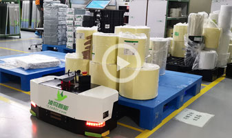 昆山知名印刷厂使用无人搬运叉车托盘搬运式AGV